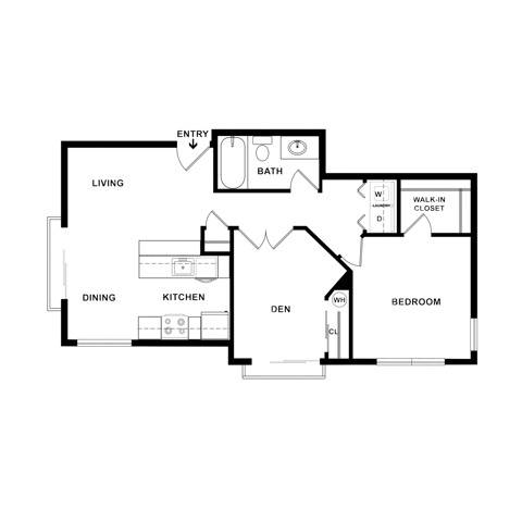 1 Bedroom Floor Plan | Dupont Wa Apartments | Trax at DuPont Station