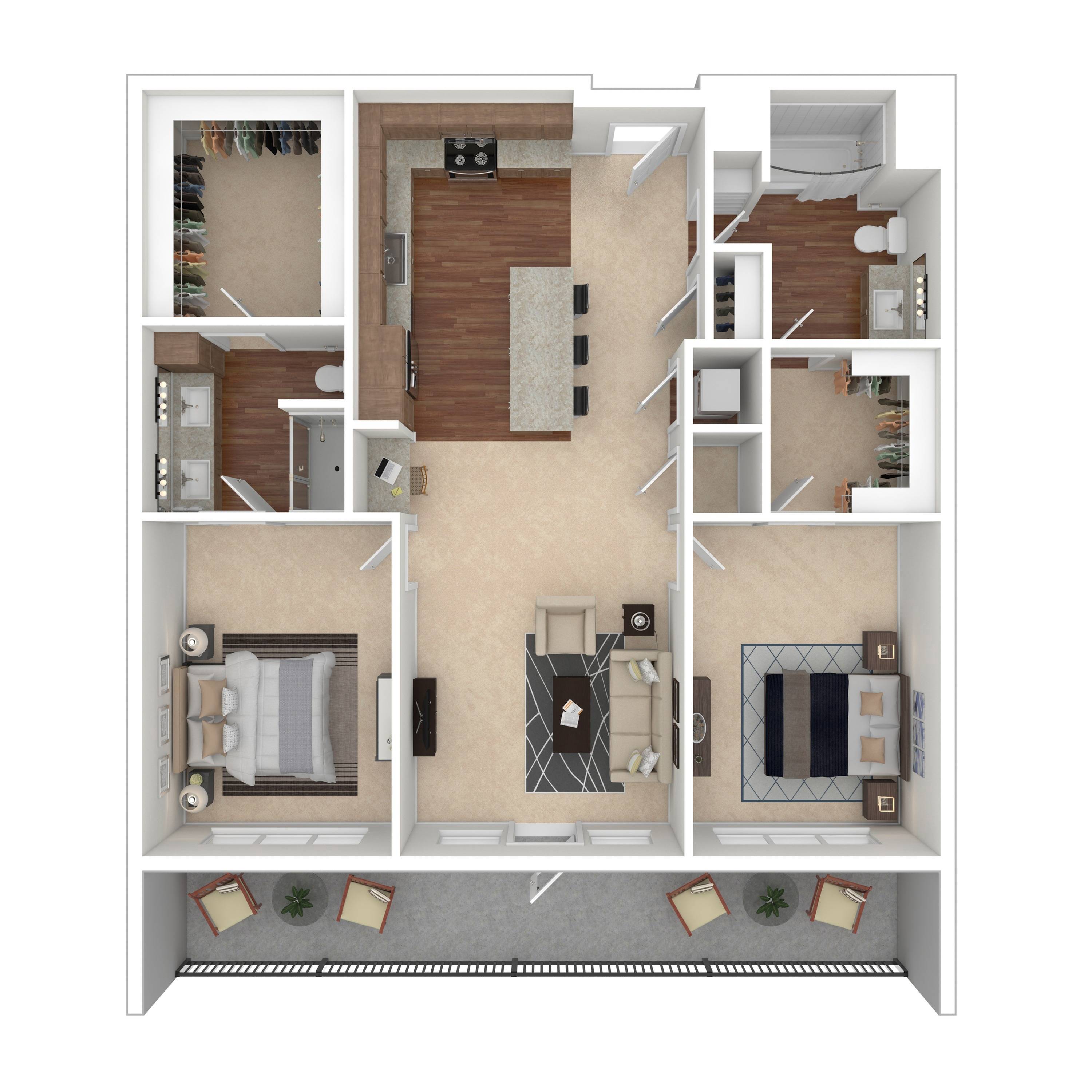 The Broadway 2 Bed Apartment Crossroads at the Gulch Apartments
