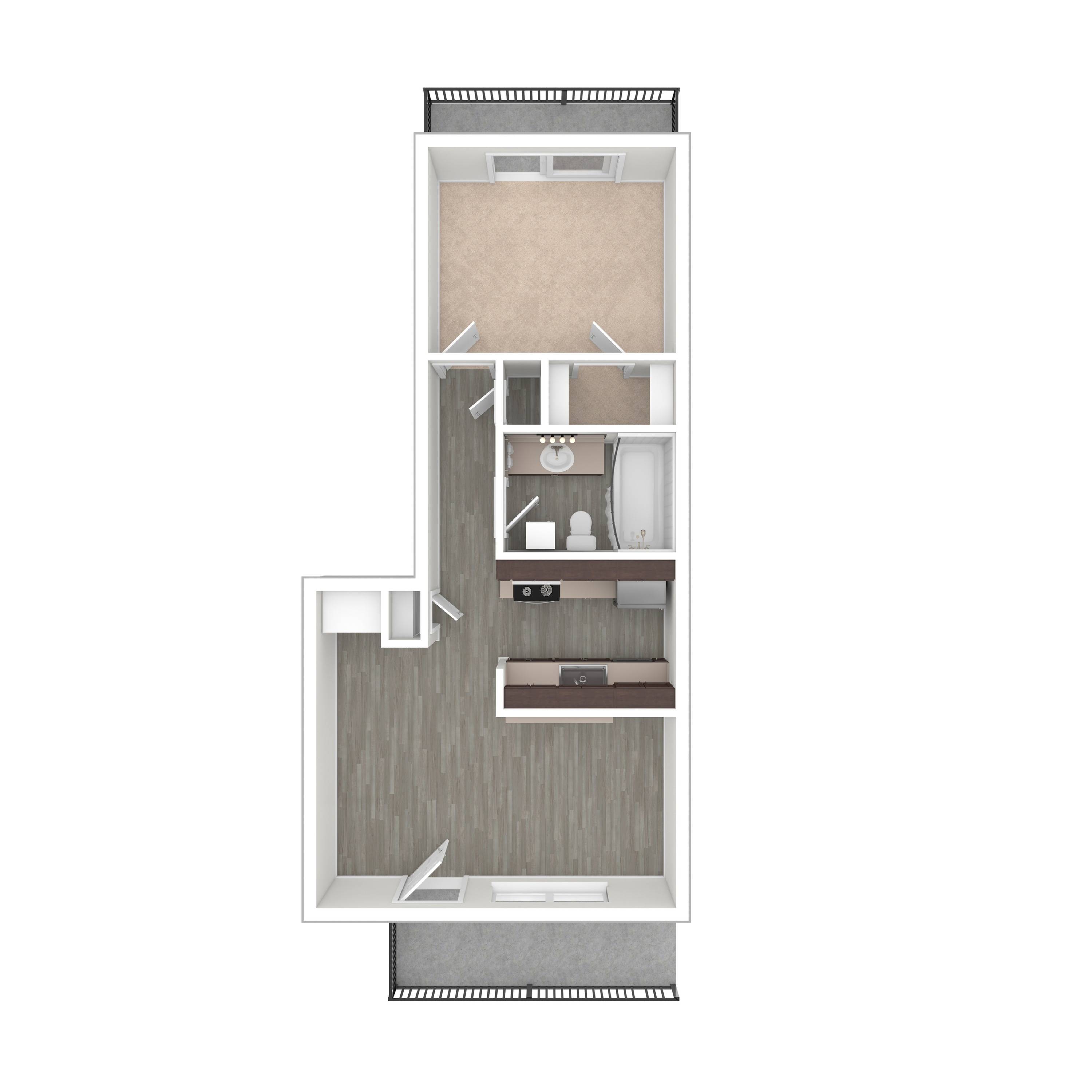 1 Bedroom Floor Plan | Apartments For Rent In Portland, OR | Arbor Creek Apartments
