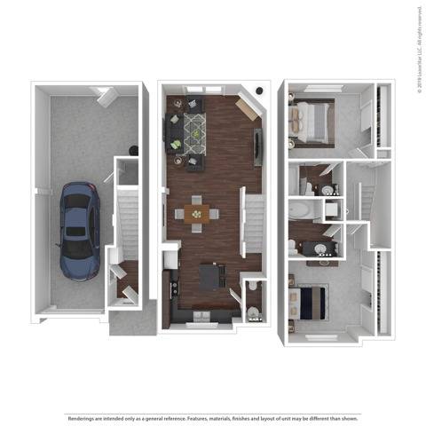 Sycamore 2 Bed Apartment Brookstone at Edgewater Townhomes