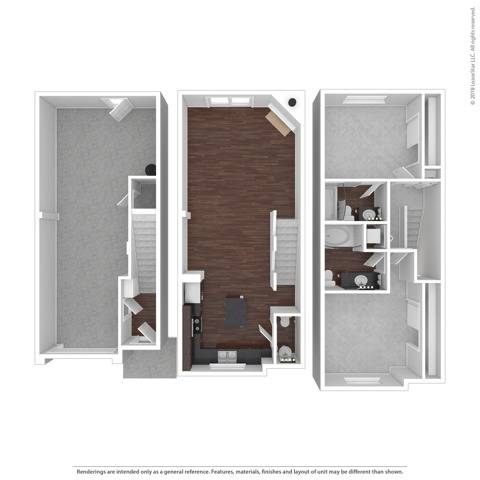 Sycamore 2 Bed Apartment Brookstone at Edgewater Townhomes