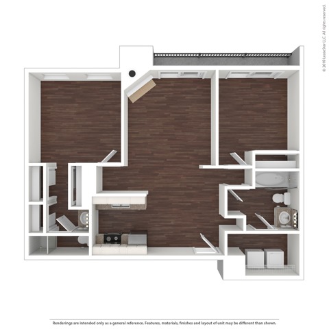 2 Bedroom Floor Plan | Apartments In Aurora Colorado | The Grove at City Center