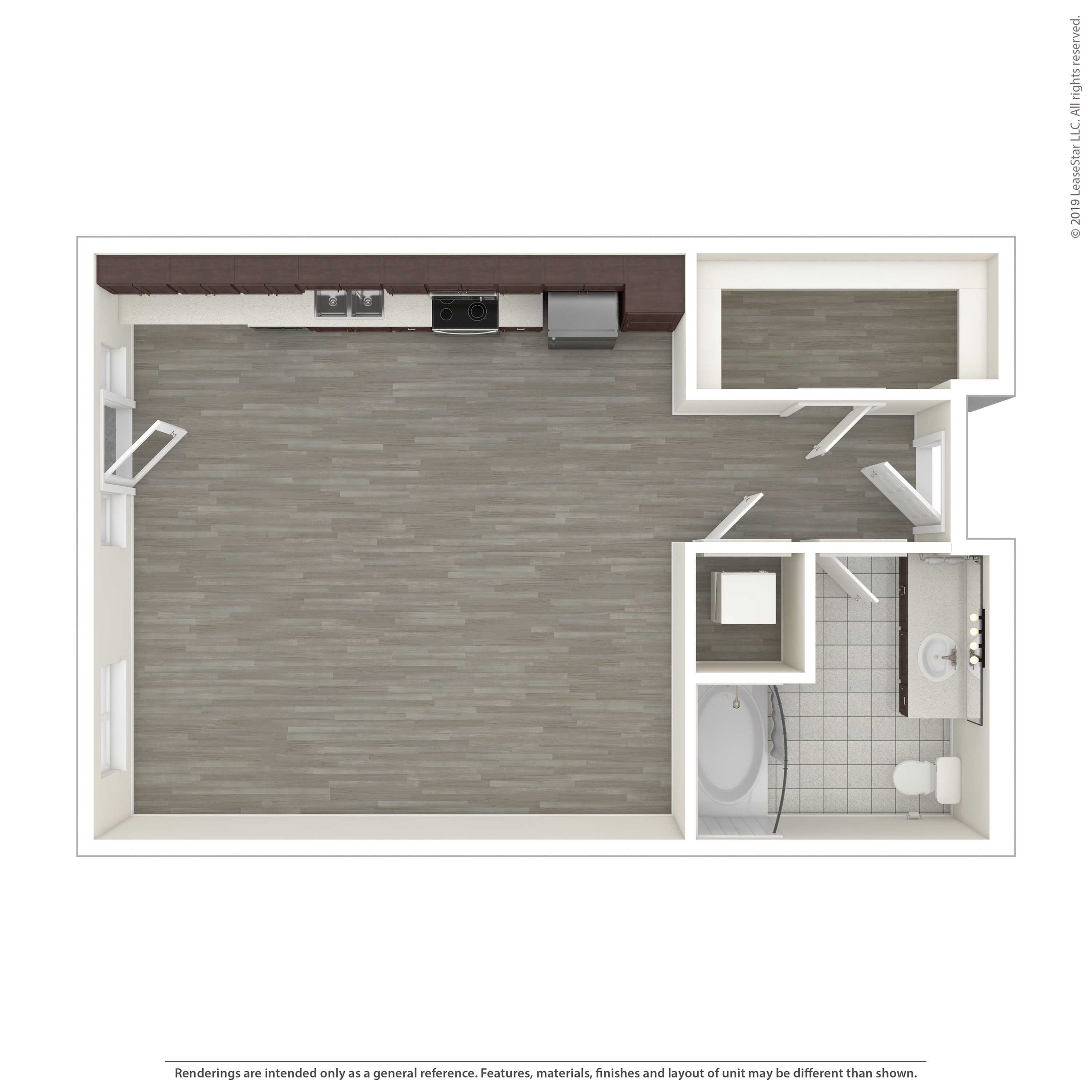 Studio Floor Plan | Apartments For Rent in Seattle, WA | Pratt Park Apartments