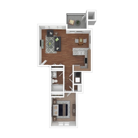 The Santiam | 1 Bed Apartment | Bellevue Crossing Apartments