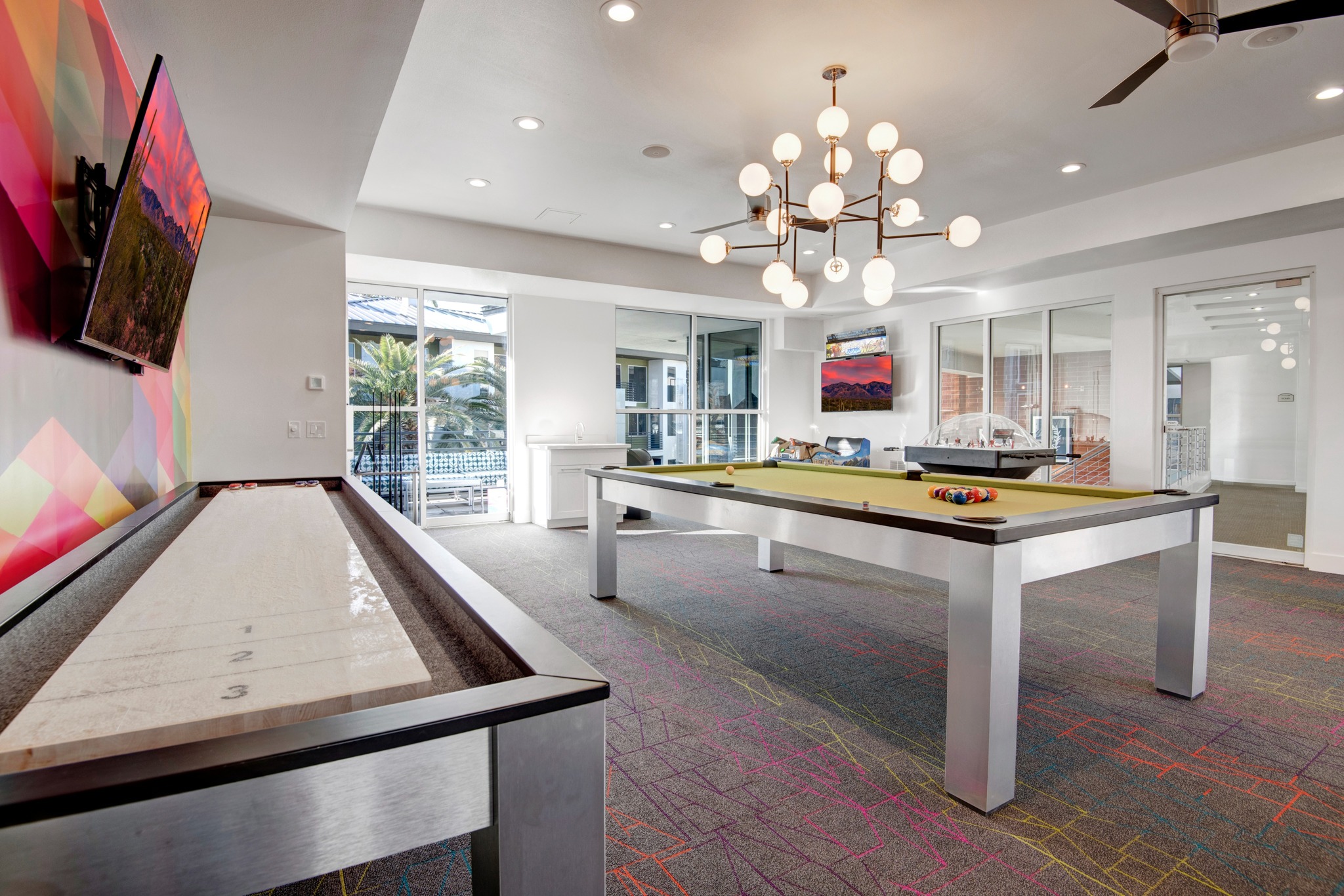 Game Room with Shuffleboard