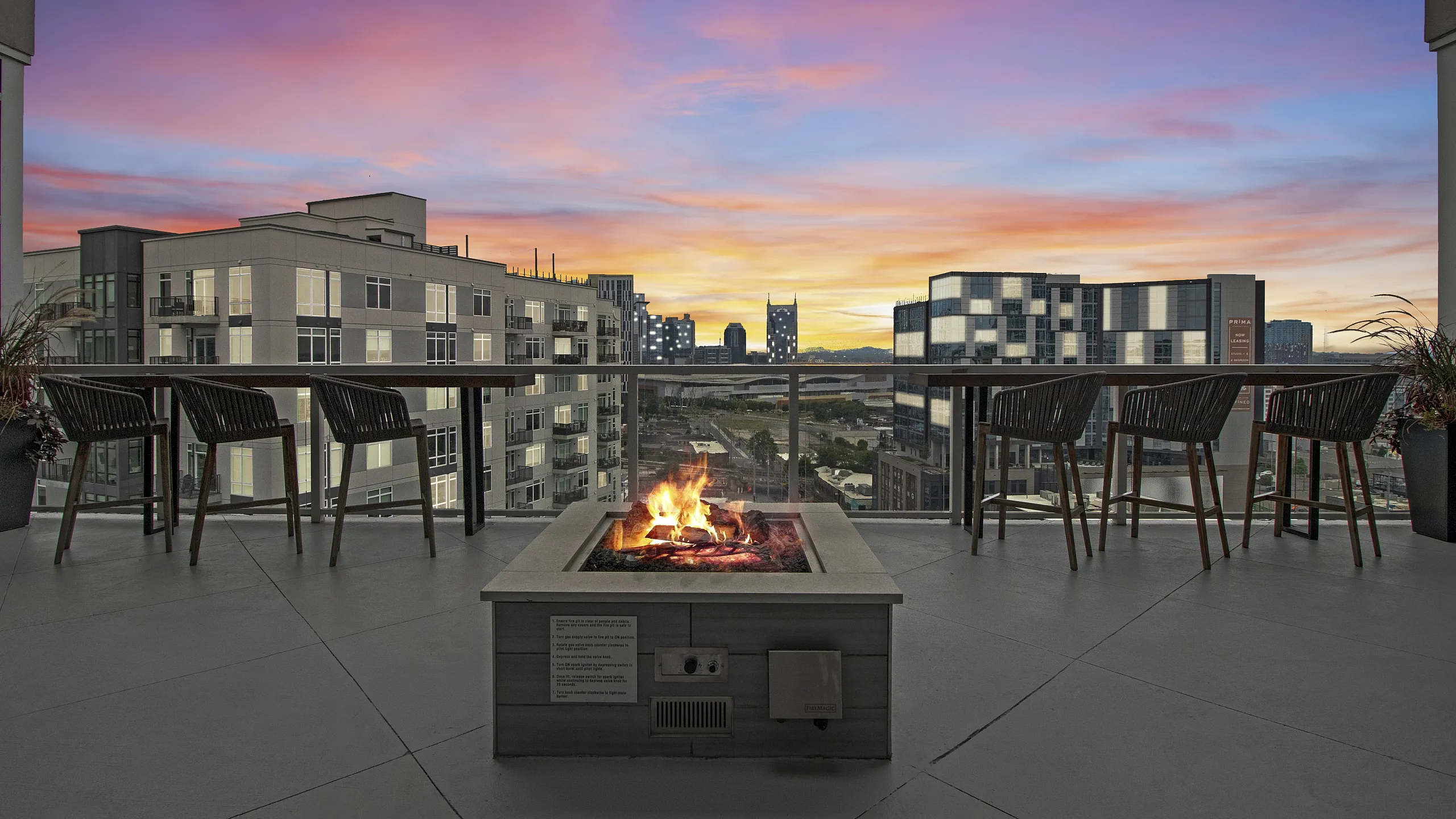 Rooftop Deck with Resident Fire Pit | Crossroads at the Gulch | Apartments In Nashville