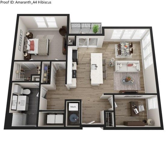 Hibiscus | 1 Bed Apartment | Amaranth at North Brunswick, LLC