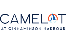Camelot at Cinnaminson Harbour logo with a sophisticated sailboat design, evoking a sense of elegance and waterside charm.
