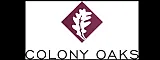 Colony Oaks logo featuring a stylized oak leaf within a maroon diamond, embodying elegance and nature.