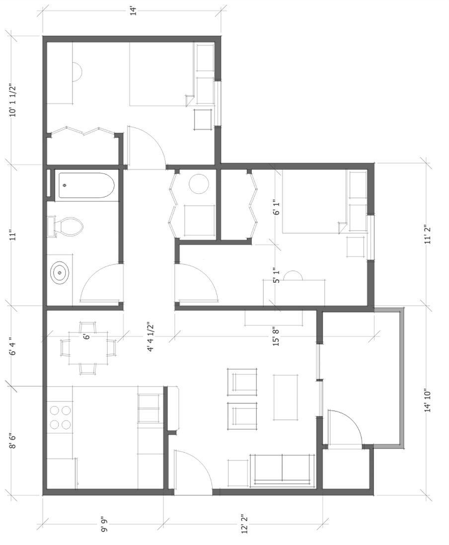 2 bed floor plan