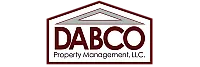 DABCO Property Management logo with a modern design featuring maroon and gray accents.