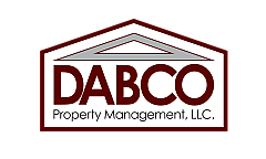 DABCO Property Management logo with bold maroon text and a stylized roof icon, embodying professional real estate services.