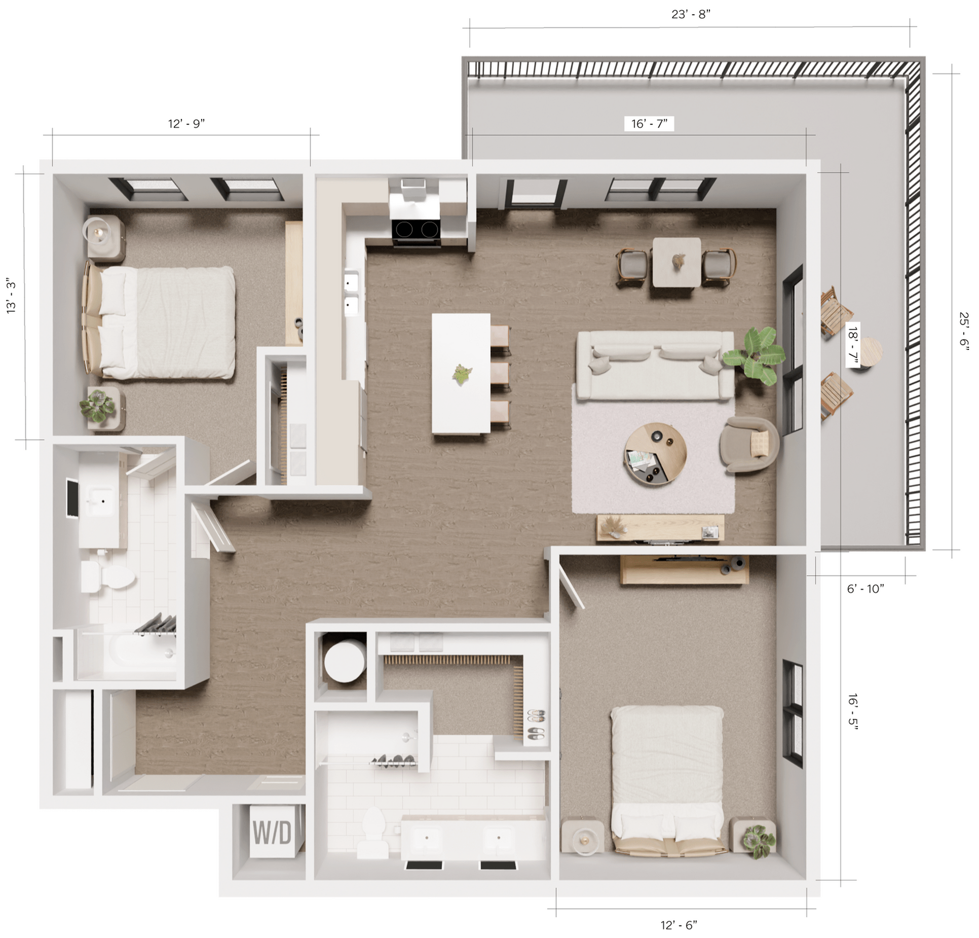 The Grandeur | Diamond Fork 3D Floorplan - 2 Bedroom 2 Bathroom
