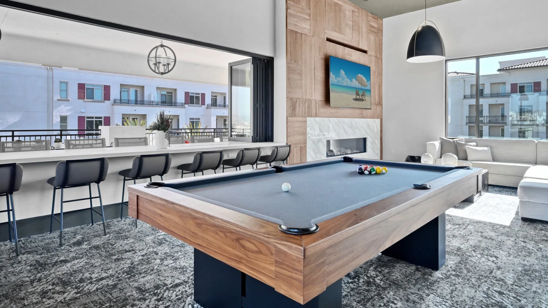 Game room with pool table