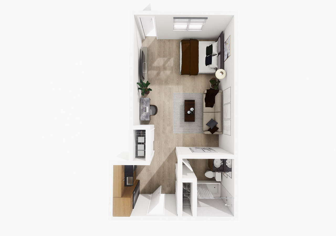 Studio apartment floor plan at Woodlands at Nashua in Nashua, NH