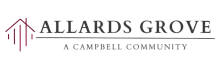 Elegant logo for Allards Grove, a Campbell community, featuring a stylish house icon with modern font.