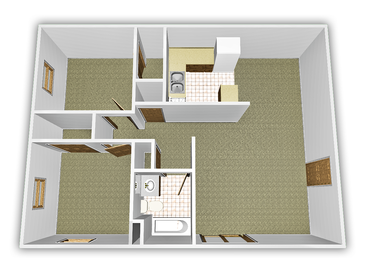 2 bed, 1 bath