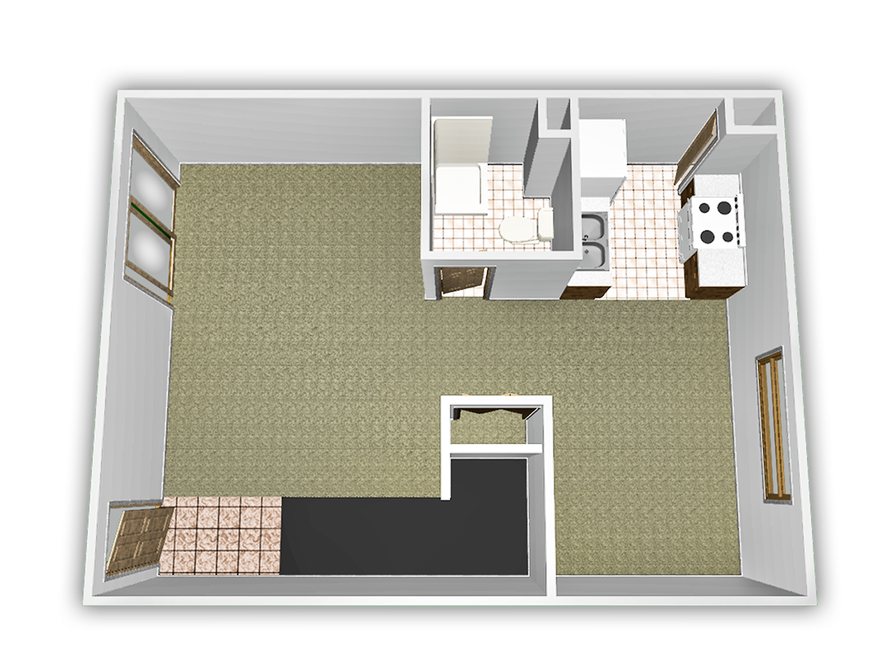 First Floor Updated 4 bed, 2 bath floorplan