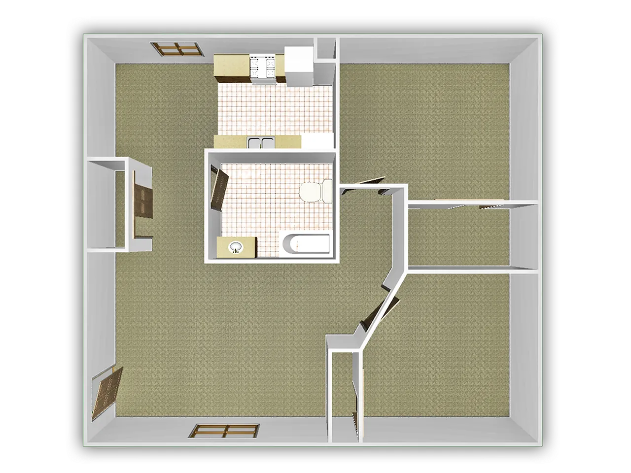 2 bed, 1 bath