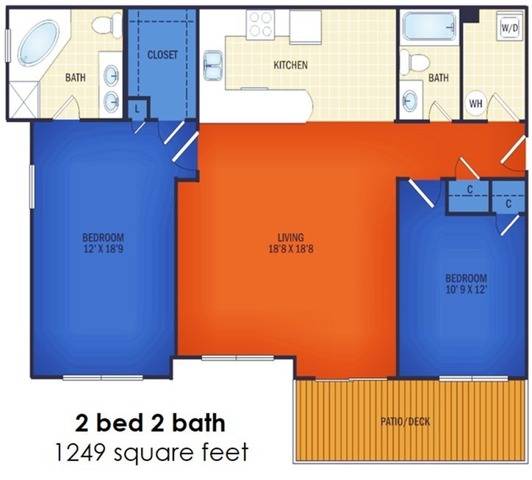 Perfect Size Two Bedroom 1249 sq ft