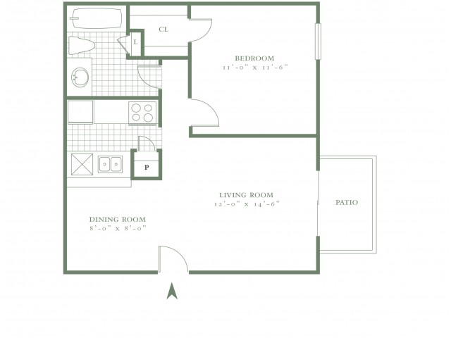 One Bedroom/One Bath - 575sf