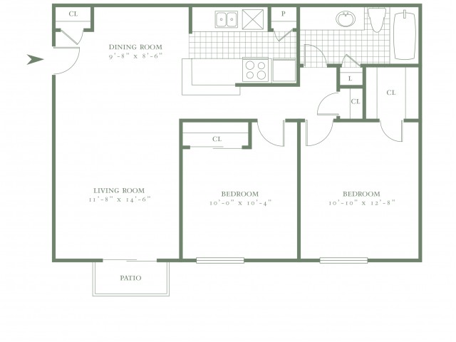 Two Bedroom/One Bath - 850sf