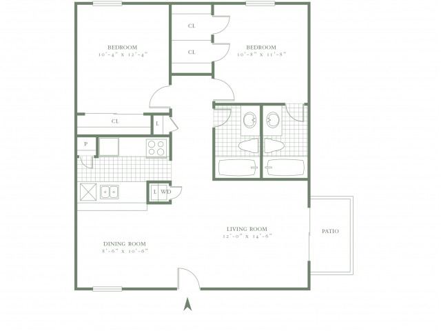 Two Bedroom/Two Bath - 852sf