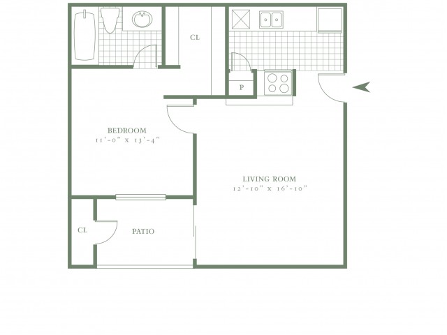 One Bedroom/One Bath - 561sf