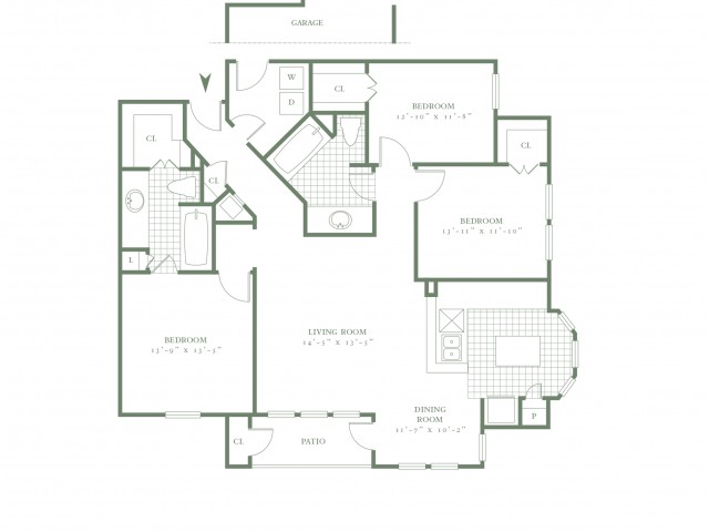 Three Bedroom/Two Bath - 1439sf