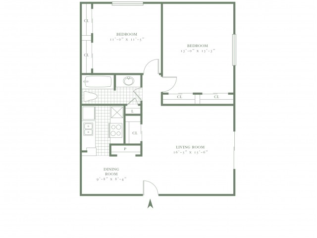 Two Bedroom/One Bath - 918sf