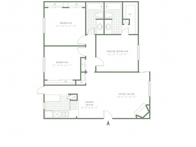 Three Bedroom/Two Bath - 1311sf