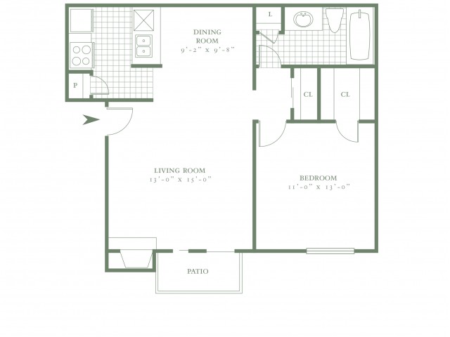 One Bedroom/One Bath - 673sf