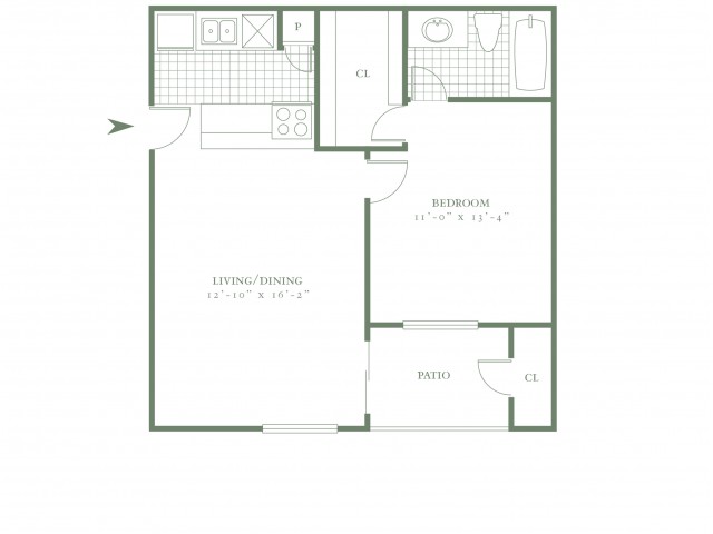 One Bedroom/One Bath - 561sf