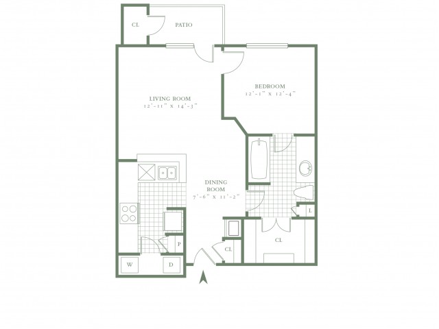 One Bedroom/One Bath - 697sf