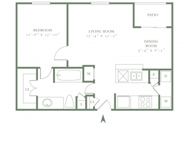 One Bedroom/One Bath - 764sf