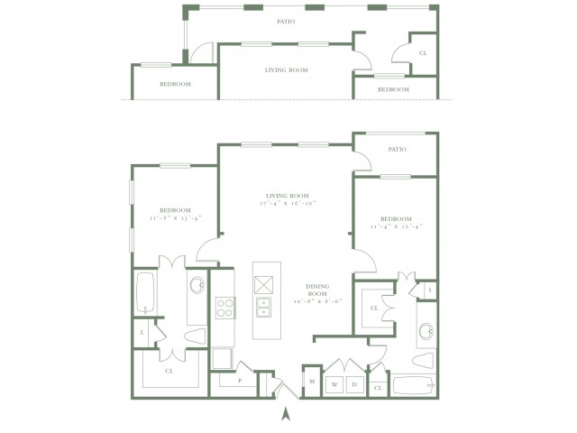 Two Bedroom/Two Bath - 1168sf