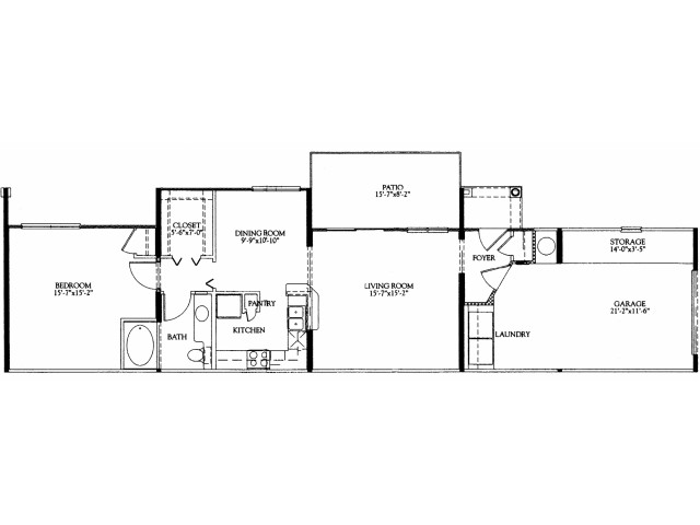 1BR/1BA with attached 1 car garage