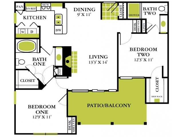 Two Bedroom Floorplan | Grapevine Twenty Four 99