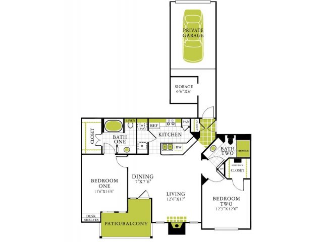Two Bedroom Floorplan | Grapevine Twenty Four 99 1