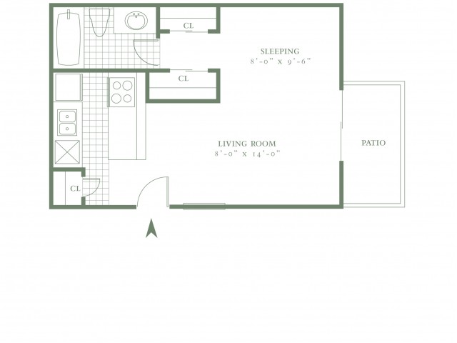 Efficiency - One Bed/One Bath - 383sf