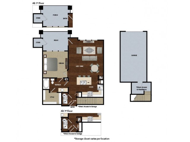 One bedroom one bath, kitchen, kitchen pantry, dinning room, living room, one closet and patio with attached garage