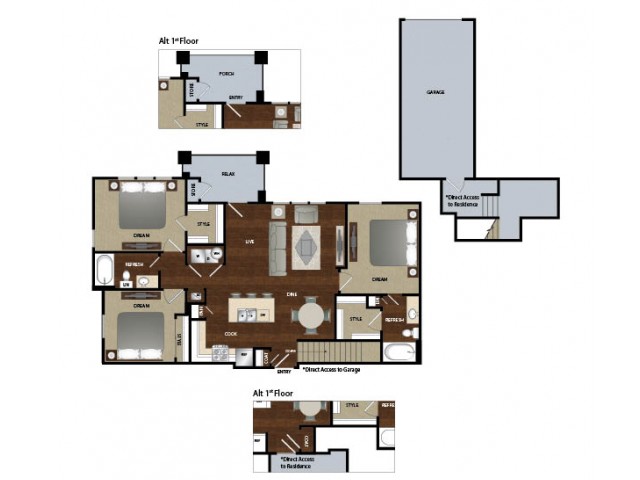 Three bedroom, two bath, Kitchen , dinning room, living room, laundry room, patio with storage, two walk in closets, one sliding closet with attached garage