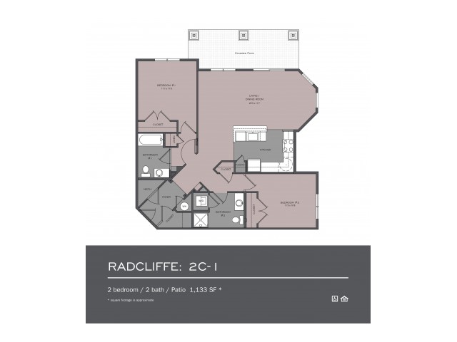 2 Bedroom Floor Plan | frederick md rentals | Prospect Hall