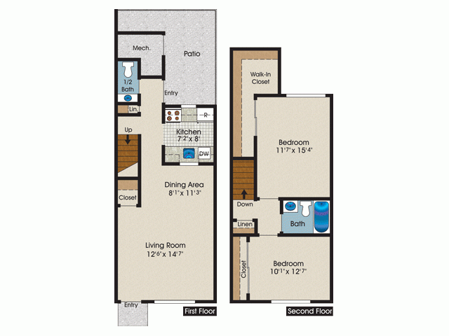The Townhomes of Beverly (Closed) - Two Bedroom Premium- White Kitchen