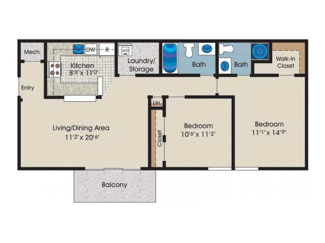 Foundry Centre Apartments (Closed) - Two Bedroom Two Bath