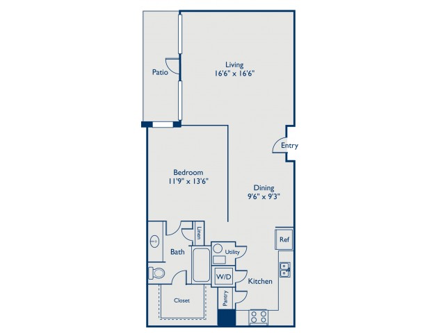A3 soft one bedroom, one bath with dining room, large closet and patio