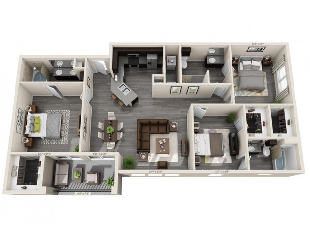 Three Bedrooms/Three Bathrooms