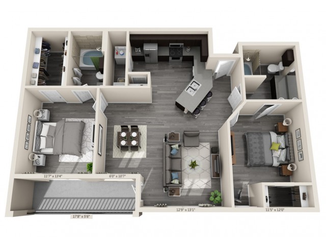 Two Bedrooms/Two Bathrooms