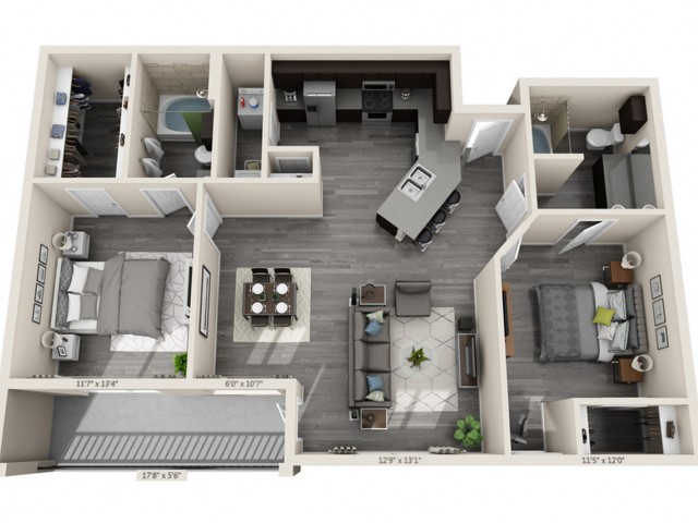 Two Bedrooms/Two Bathrooms