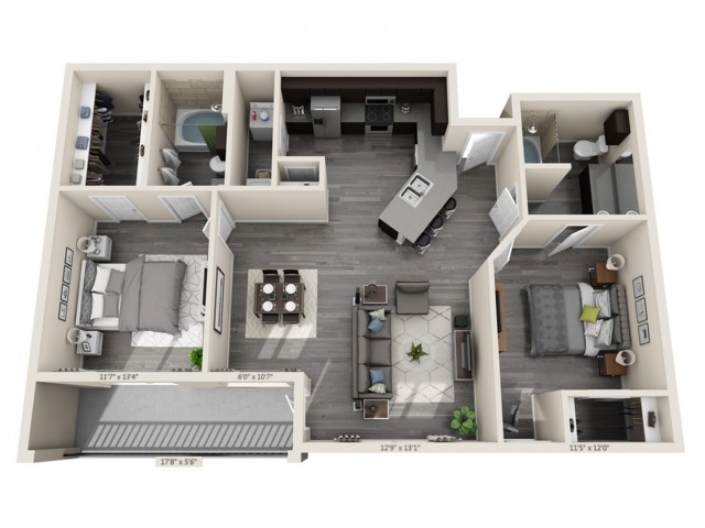Two Bedrooms/Two Bathrooms